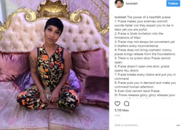 “Praise Makes Your Enemies Commit Suicide Faster”: Tonto Dikeh Shares Beautiful Photo